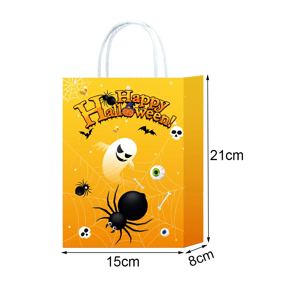 12/60 stuks Halloween papieren cadeauzakje met handvat Pompoen Skelet Spook Heks Traktatiezak Halloween Goodie Bag Halloween Feestartikelen