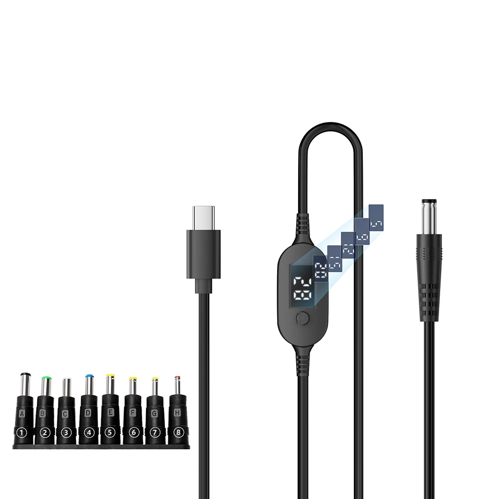 To DC Male Power Cable 5V 9V 12V 15V 20V 28V Adjustable Voltage Display Cord For Laptop Router CamerAdapter