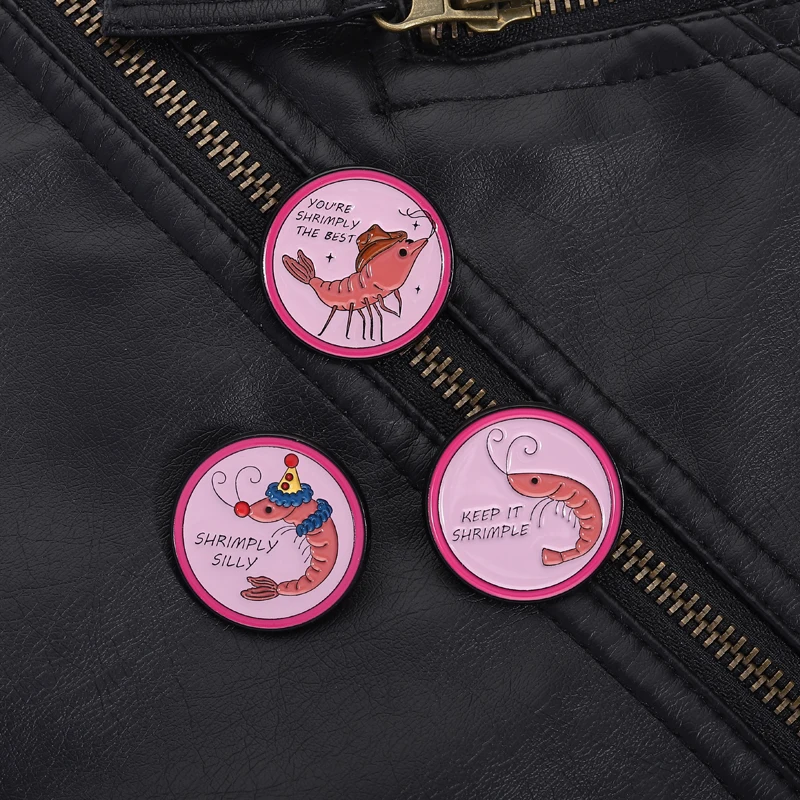 Shrimp Pun Pin Keep It Shrimple Design Cowboy Hat Clown Theme English Wordplay Art for Funny Accessory Gift