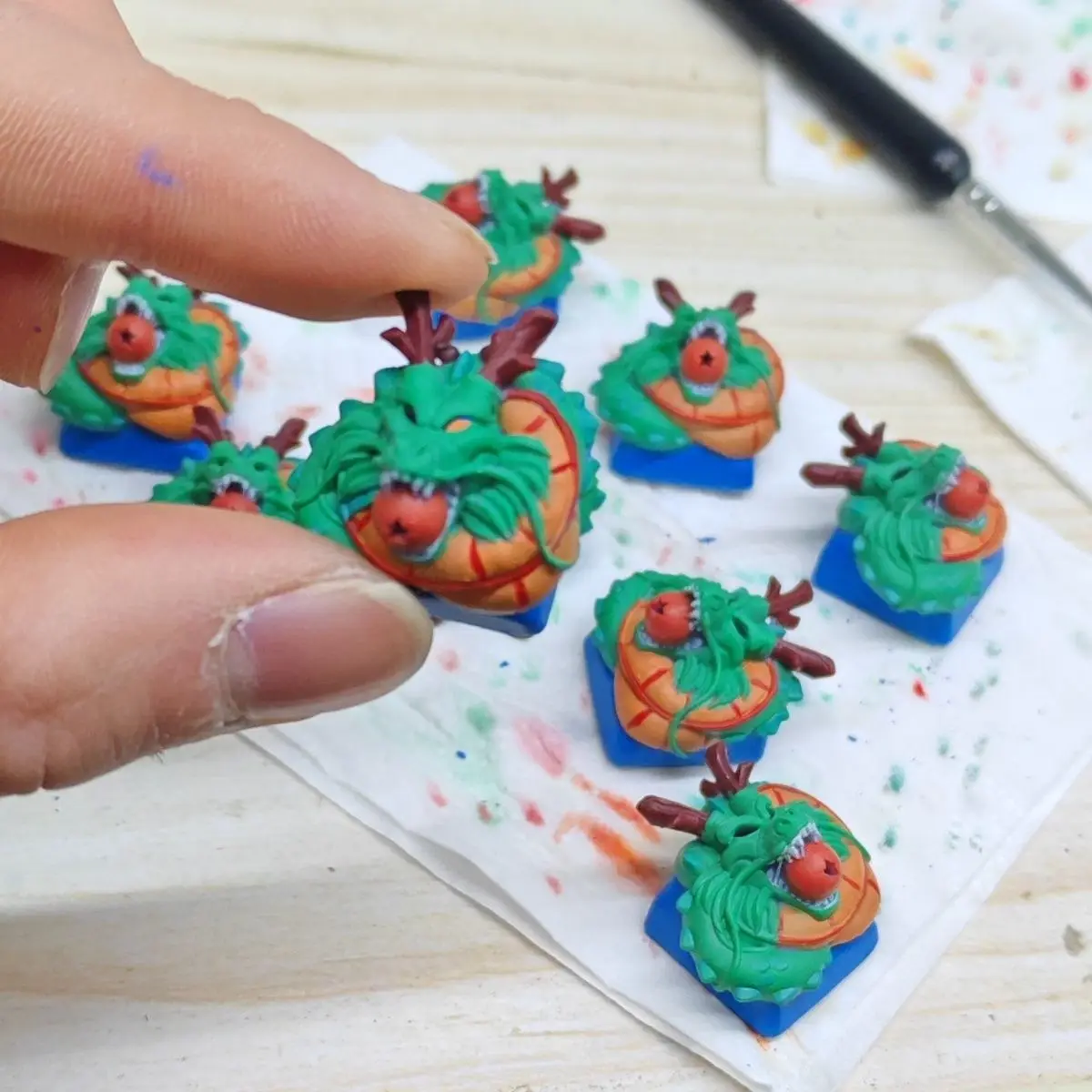 Anime Keycap 3D Secondary Divine Dragon Custom Keycaps for Mechanical Keyboard Caps China Culture Dragon Handmade Artisan Keycap