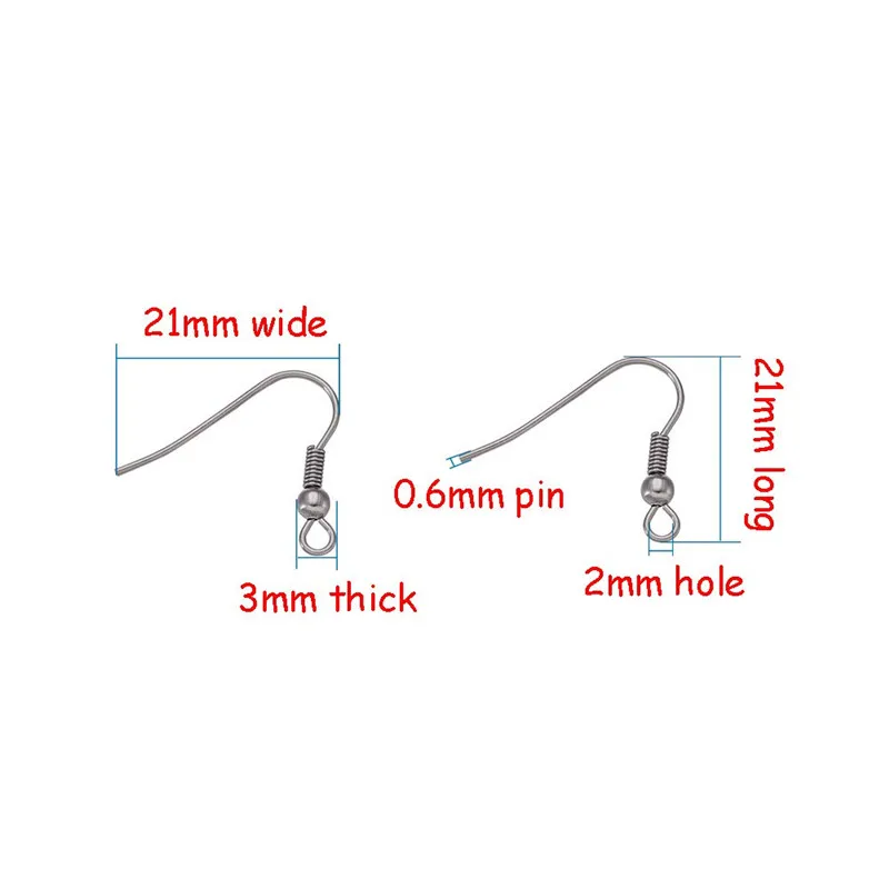 1000pcs 304 Stainless Steel Earring Hooks Ear Wire Dangle Earring Findings for DIY Jewelry Making Accessories