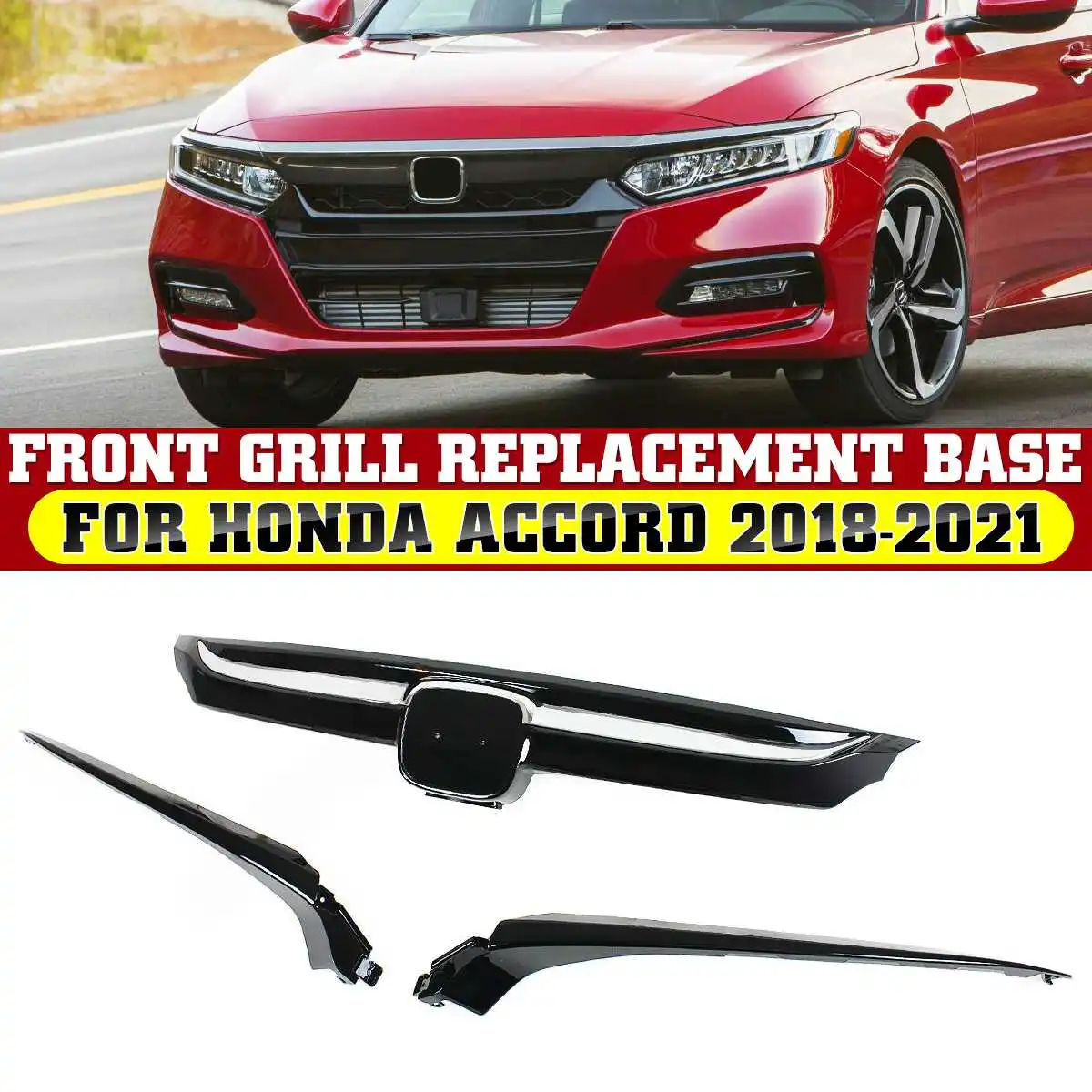 High Quality Car Front Bumper Grille Grill Cover Centre Grille Panel Replacement Base For Honda For Accord 4 Dr Sedan 2018-2021