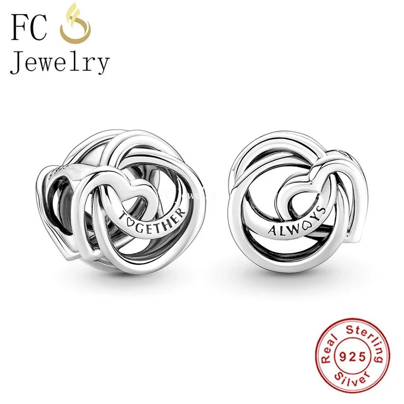 

FC Jewelry Fit Original Pan Charms Bracelet 100% 925 Silver Always Together Infinity Circle interweave Bead For Women Berloque