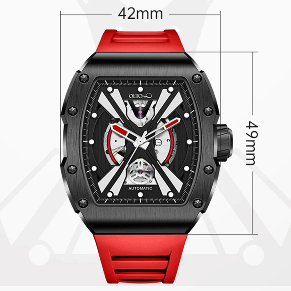 OLTO-8 Automatic Watch Men Limited Edition Tonneau Mechanical Wristwatches Top Luxury Brand Sports Luminous Watches Man 2023 New