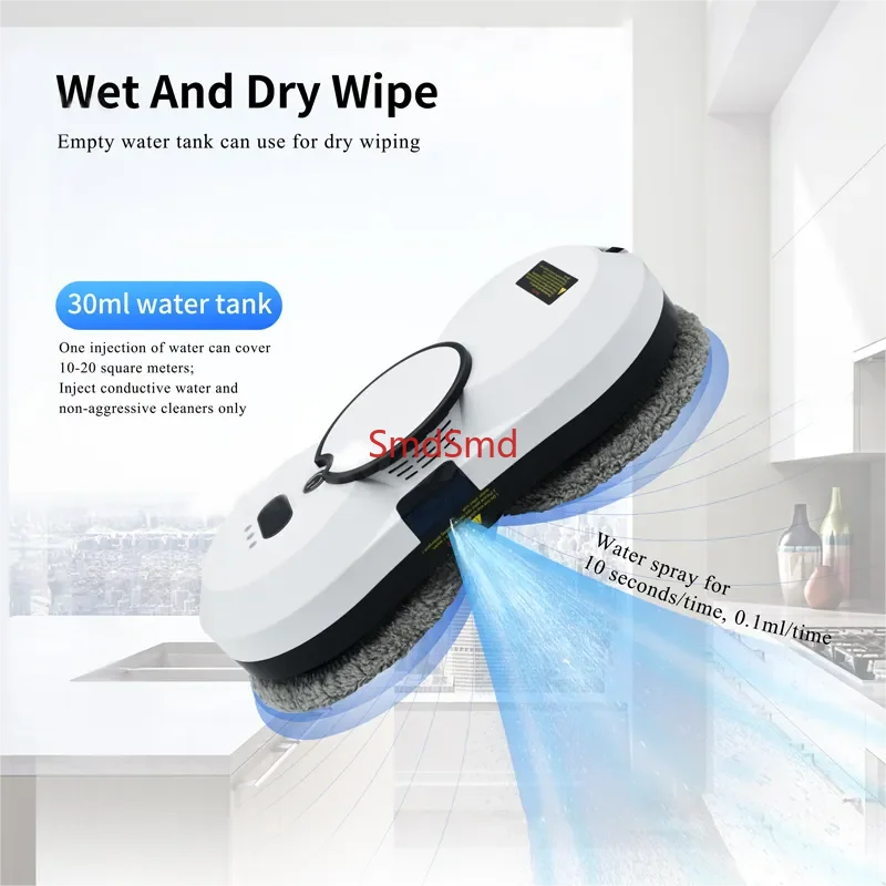 5600PA High Sution Electric Window Cleaner Robot Remote Control Appliance Auto Water Spray Washer Window Machine Fall Prevention