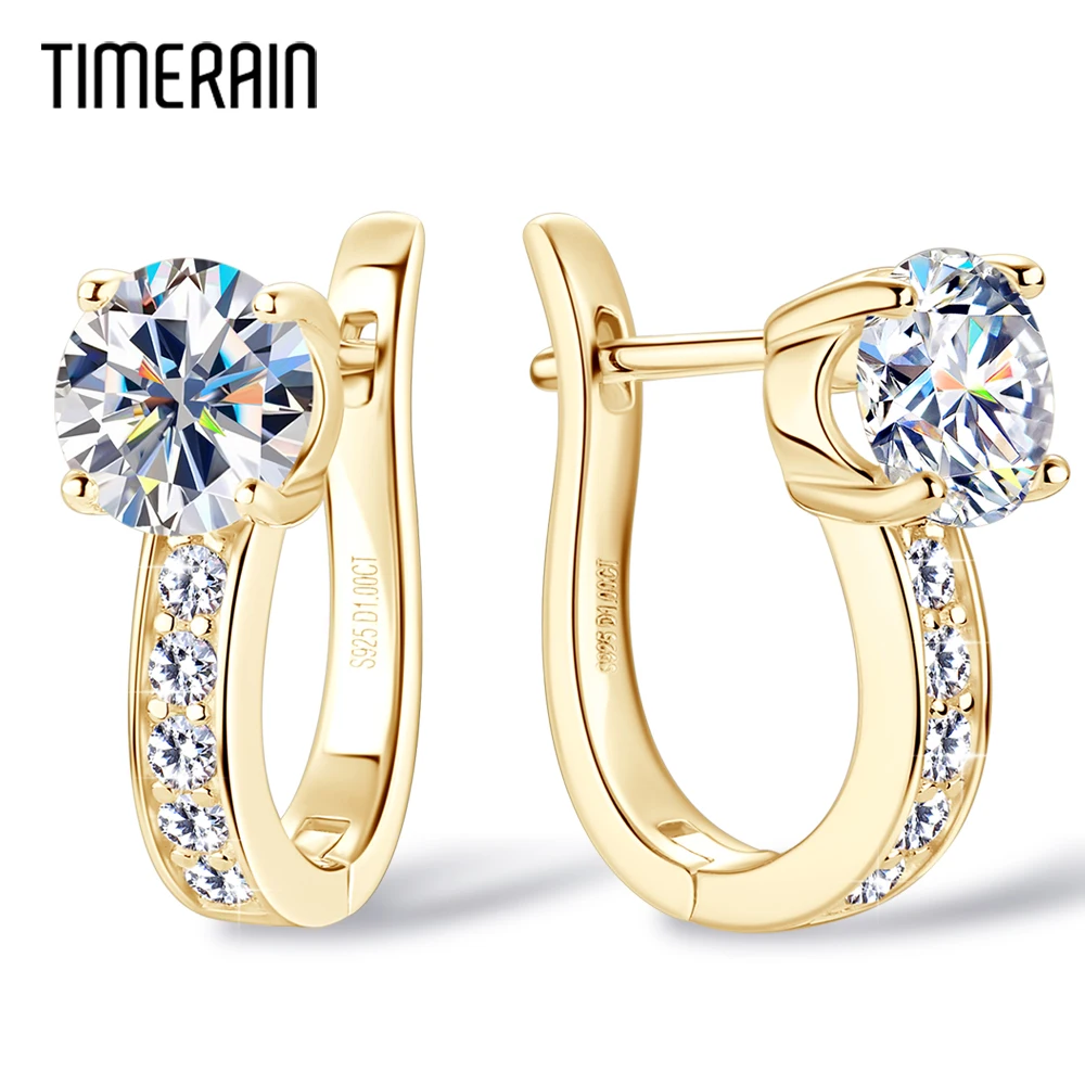 

Real 1Carat D Color Moissanite Diamond Earrings 925 Sterling Silver Hoop Earring For Women Top Quality Sparkling Wedding Jewelry