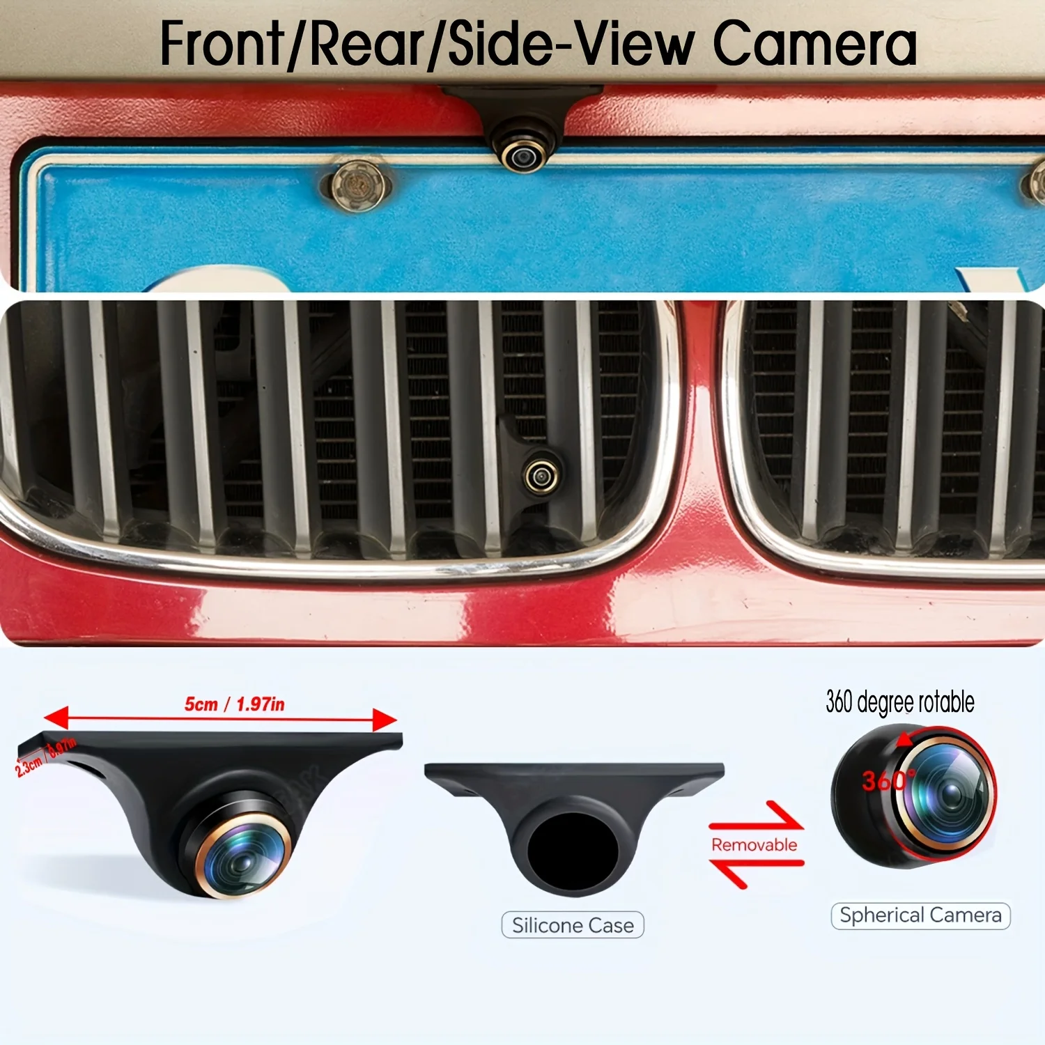 1080P أ اتش دي 360 ° كاميرا الرؤية الخلفية الدوارة مع عدسة عين السمكة الذهبية - رؤية أمامية/خلفية/يسار/يمين، قابلة للتحويل AHD/CVBS #1
