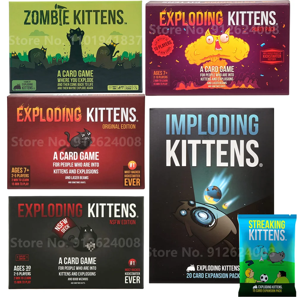 Explode Kittens Card Explodir Gatinhos Jogo De Cartas Edição Original NSFW Partido Raias Gatinhos Implodindo Zumbi Expansão Barking Gatinhos