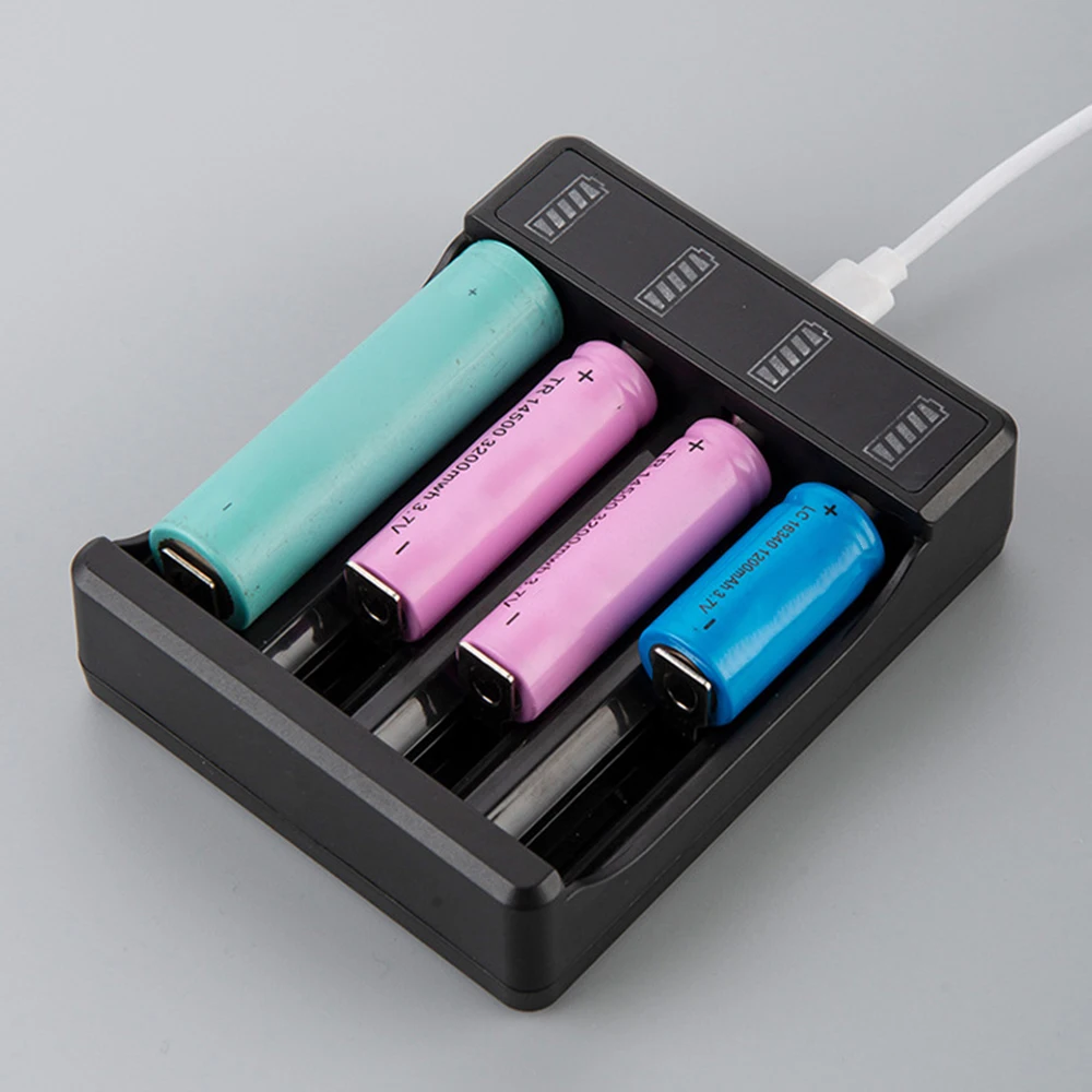 Universal Usb Battery Charger 18650 Universal Smart 4 Slot Charger Lithium Batteries Charging Adapter With Indicator Light Acces