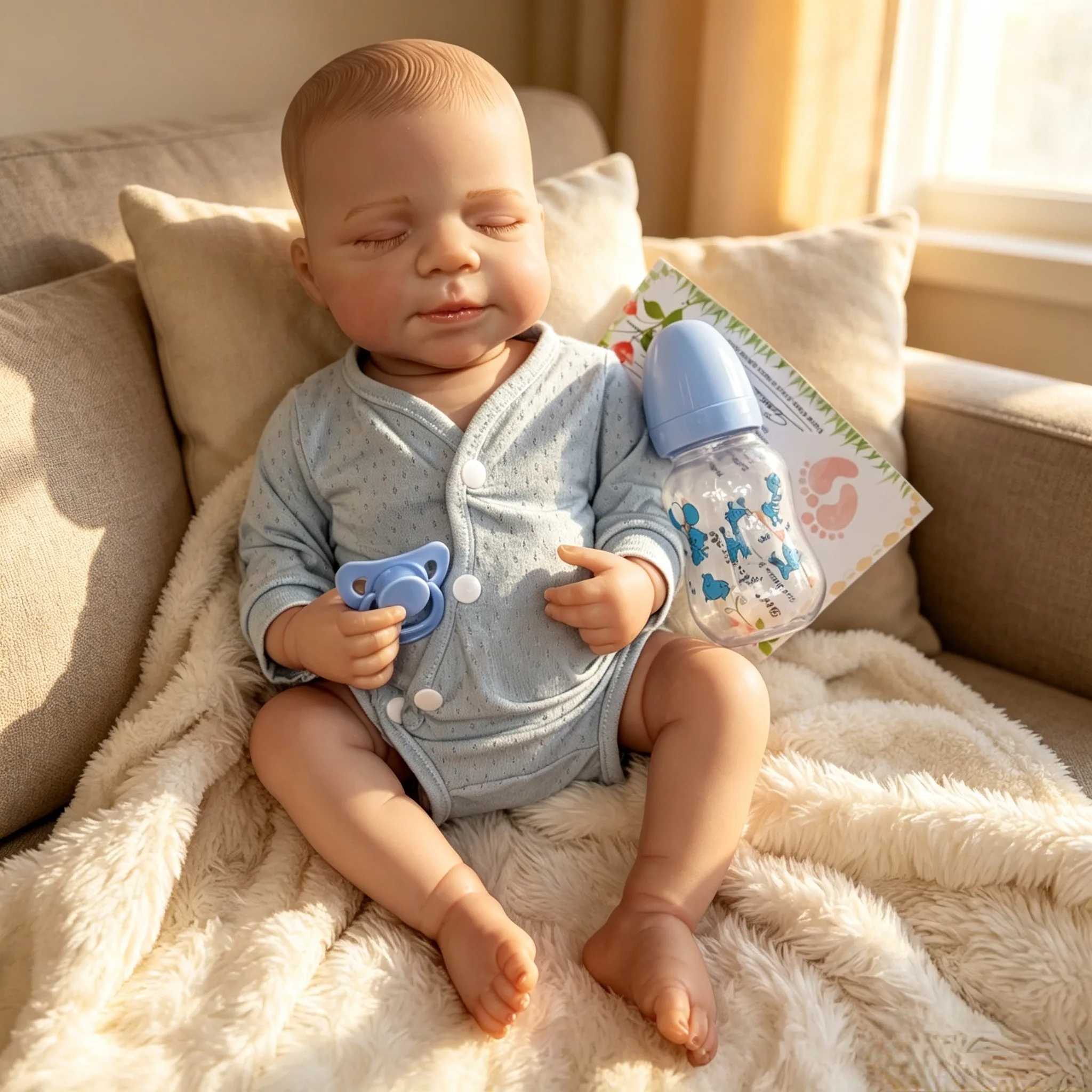 

19 Inch Full Body Vinyl Reborn Baby Doll Pascale Lifelike Newborn Boy Doll Collectible Gift Toy CD Style