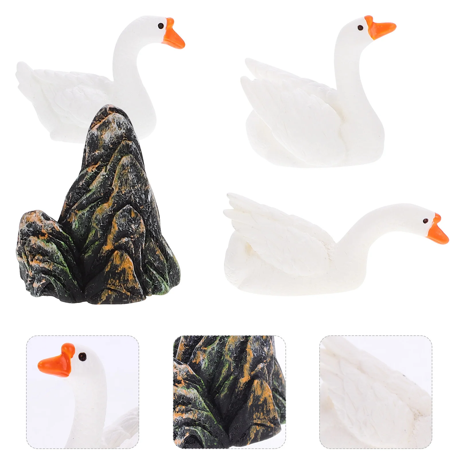 1 مجموعة الأبيض أوزة النحت دائم الراتنج حديقة الديكور تمثال أوزة صغير للخارجية الحديقة فناء ساحة زخرفة #1