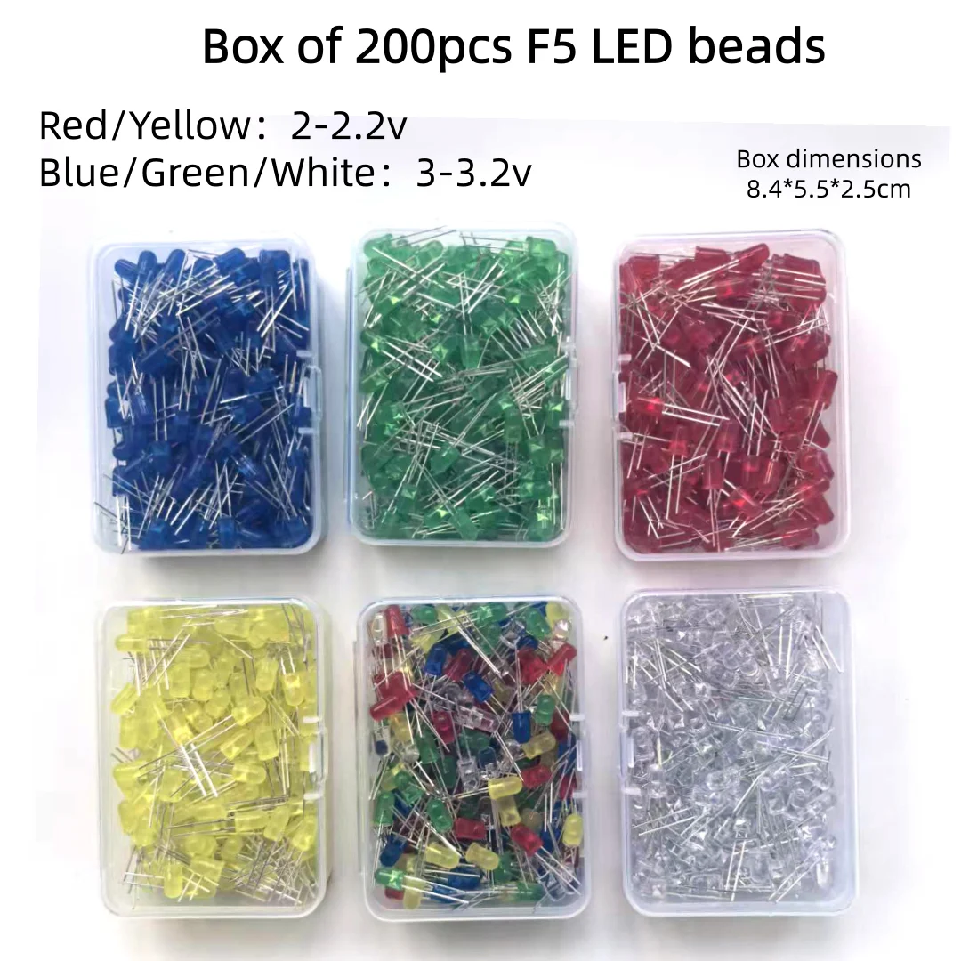 F5 5mm LED-Lampen, 200 Stück pro Box, Durchsteckmontage-LED – Detail 2