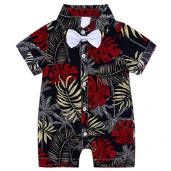 Sommerkleid ung Mode druck Strand Baby Stram pler Kurzarm Baumwolle Gentleman Overall Neugeborene Outfits Kleinkind Kleidung bc2011