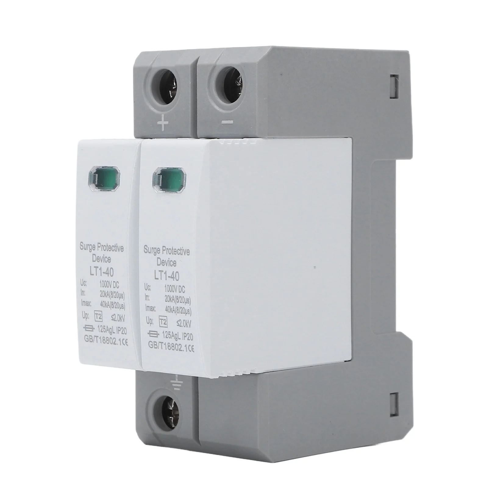 DC Surge Protective Device Modular Design Flame Retardant Quick Response Arrester Device 2P 40KA 1000V
