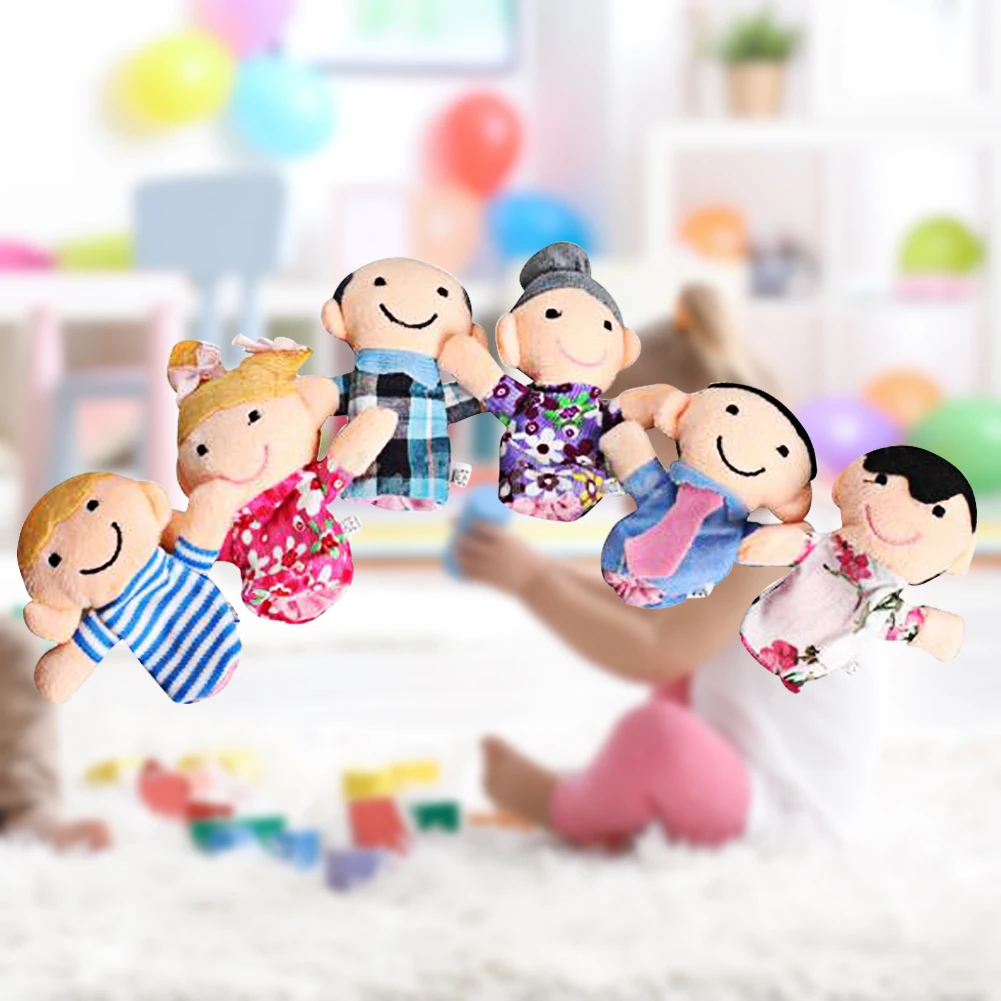 6 Stuks Familie Vinger Poppen Cartoon Pluche Doek Leren Verhaal Poppen Speelgoed Ouder-Kind Interactie Schattig Voor Jongens Meisjes Vakantie Geschenken