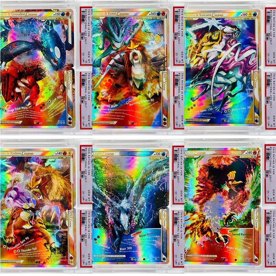 PTCG PSA Ho-Oh Lugia Raikou Kyogre 2in1 장난감 취미 취미 용품 게임 컬렉션 애니메이션 카드