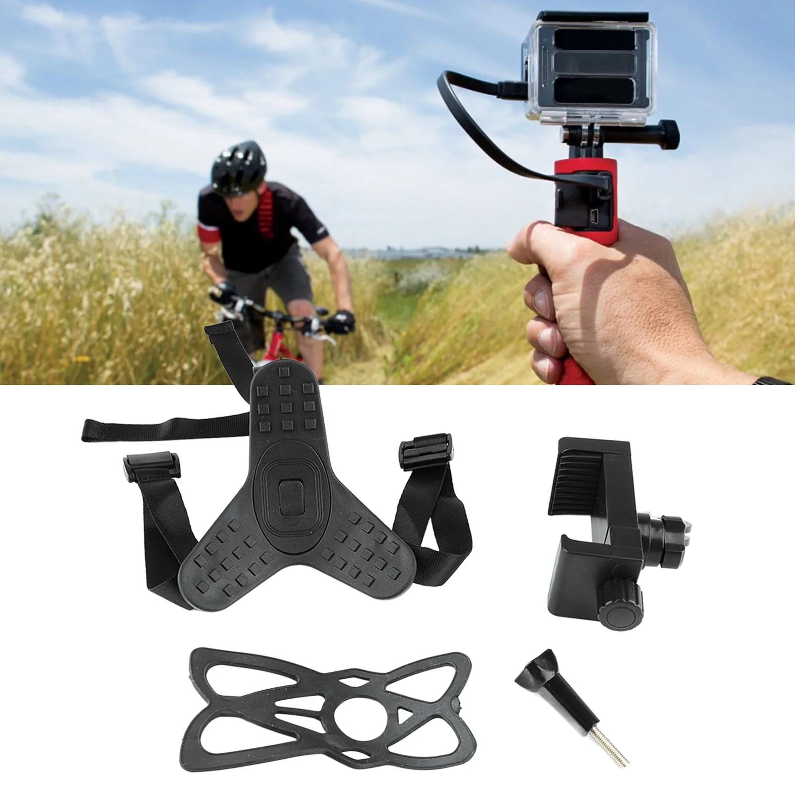 

Helmet Chin Mount Lightweight Soft Silicone Helmet Strap Holder Accessories for Sports Cameras Mobile Phones