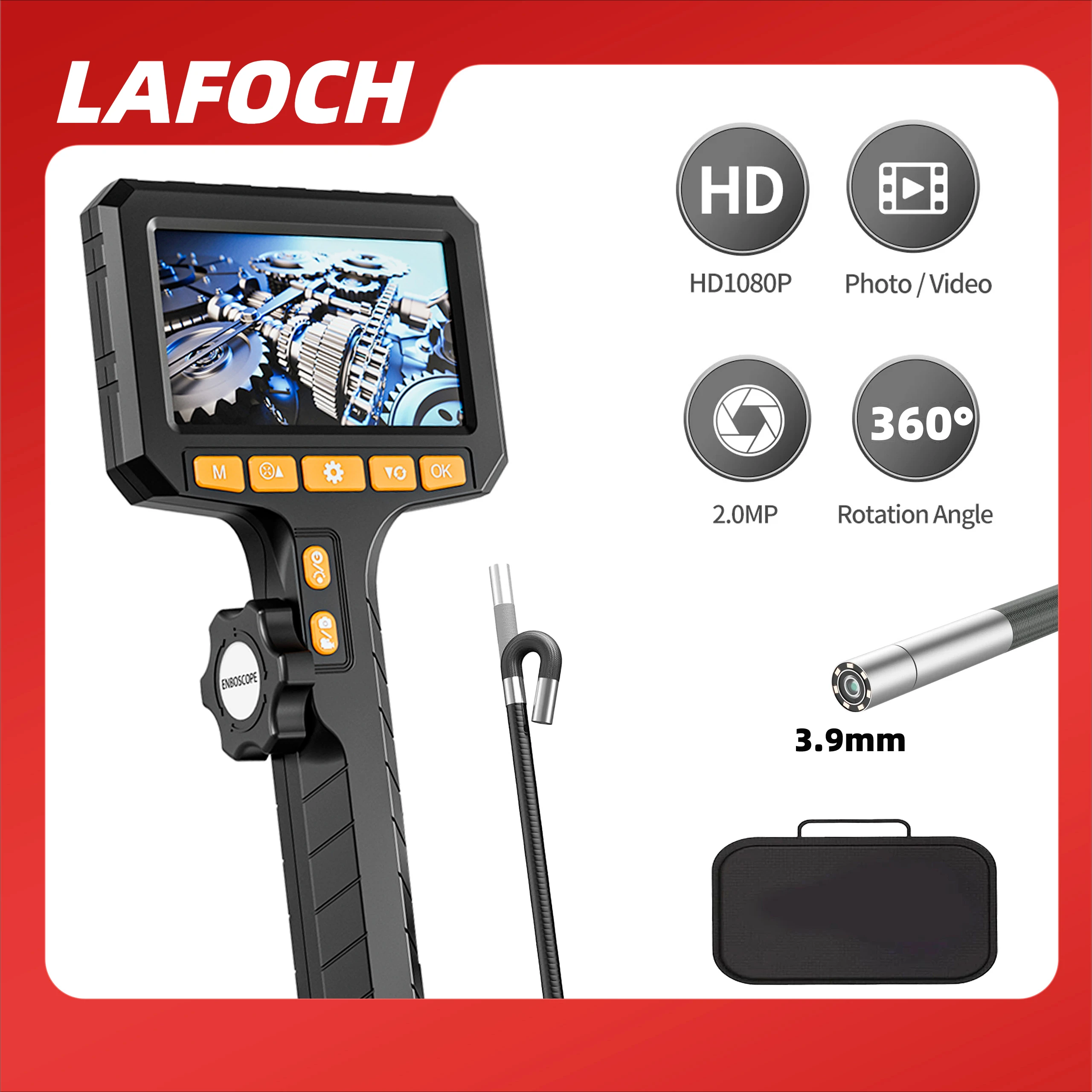 

Two-Way Rotary 360 °Articulated Borescope Inspect Camera 4.3Inch For Automotive Repair Plumbing Inspection