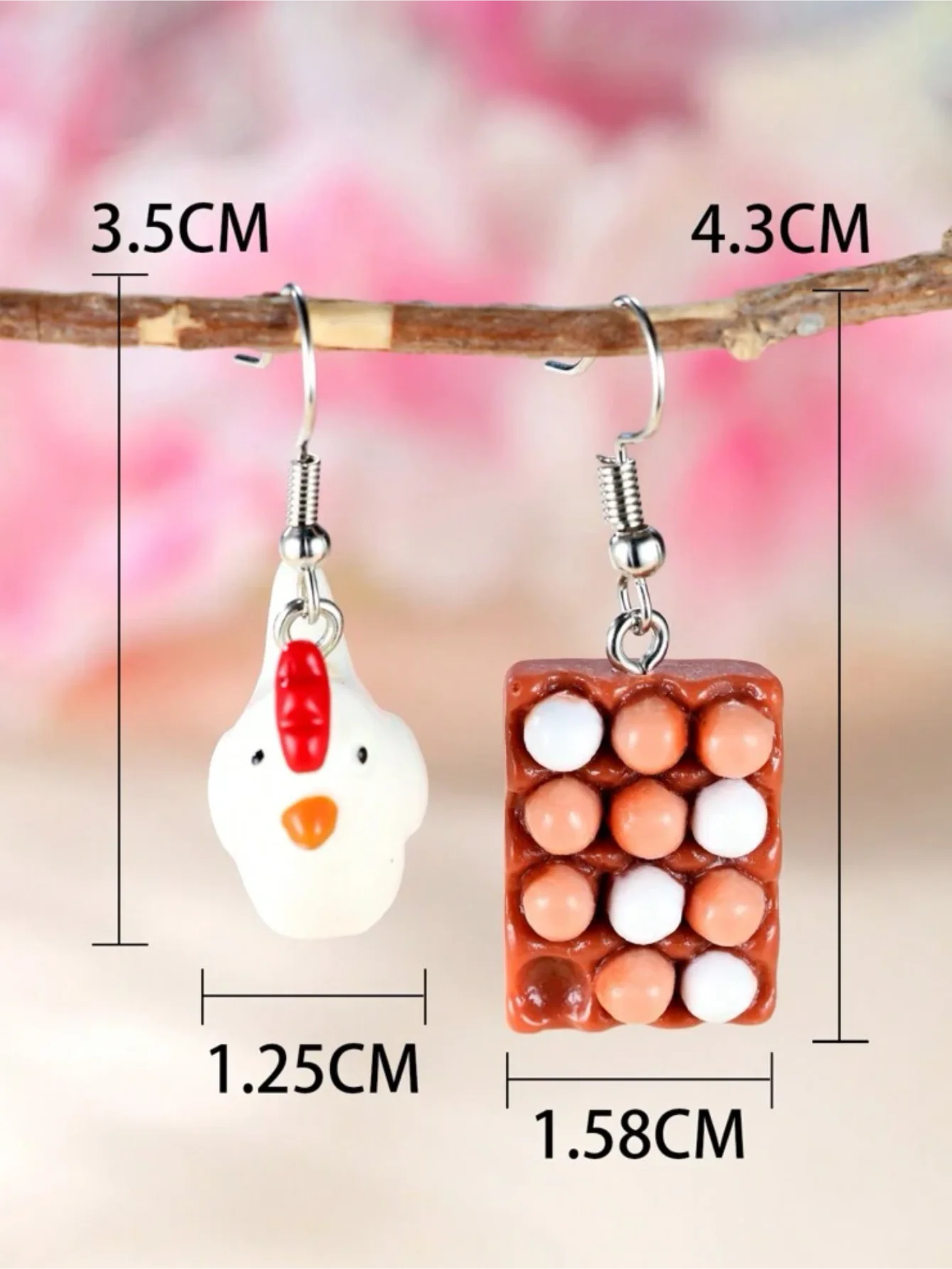 A Strange and Interesting Pair of Eggs and Chicken Earrings