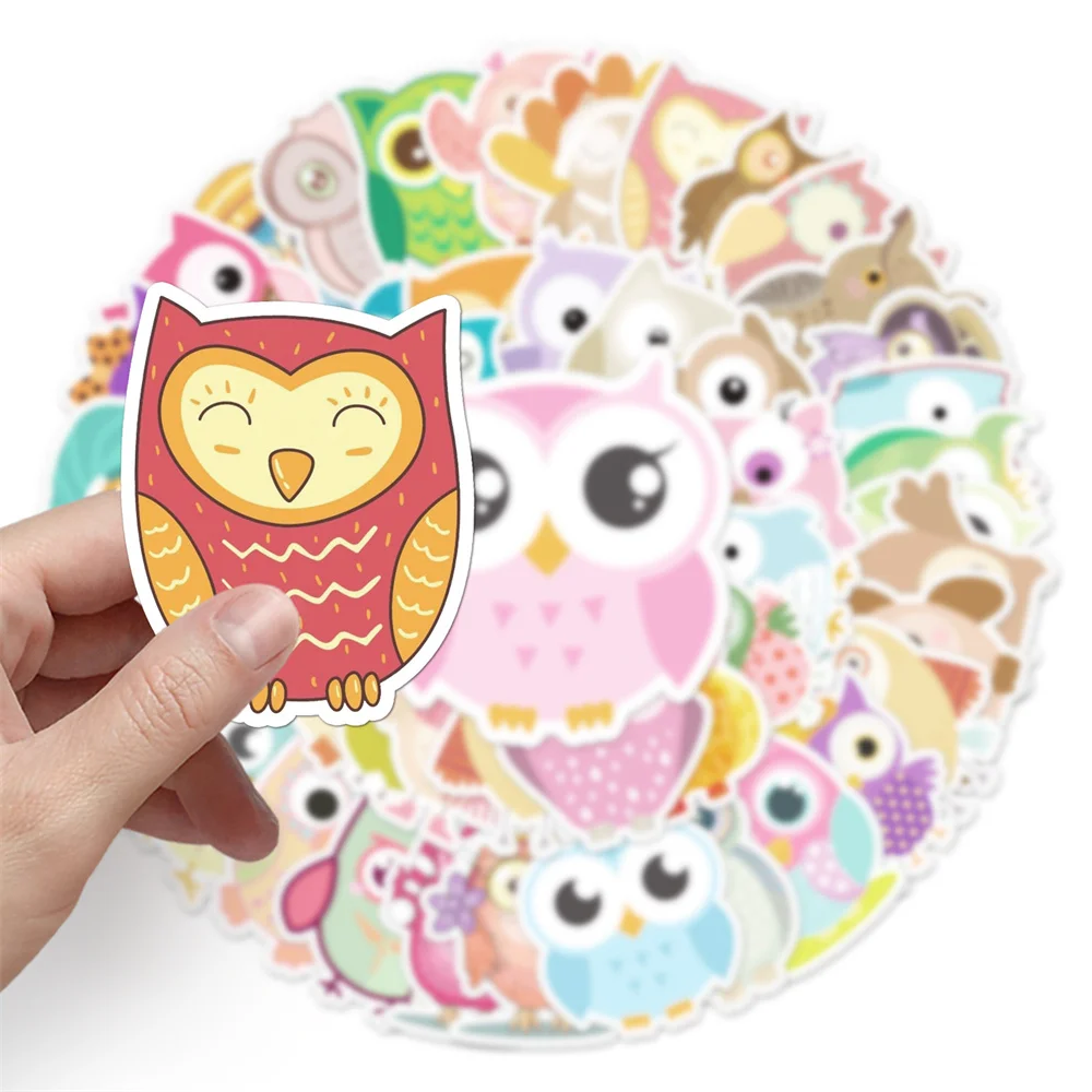 10/30/50PCS Cartoon Owl Animal Personality Graffiti Creative Sticker Desk Refrigerator Skateboard  Waterproof  Sticker Wholesale