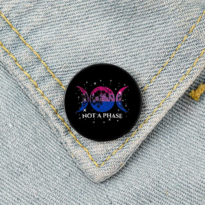 Gay pride rainbow Not A Phase Funny Bisexual Pin Custom lgbt Brooches Shirt Lapel Bag Cute Badge Jewelry Gift for Lover Friends