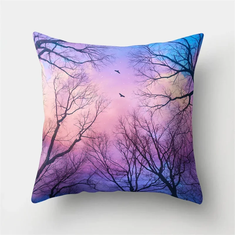 Moonlight landscape polyester cushion cover for home bedroom living room sofa car decoration waist  pillowcase