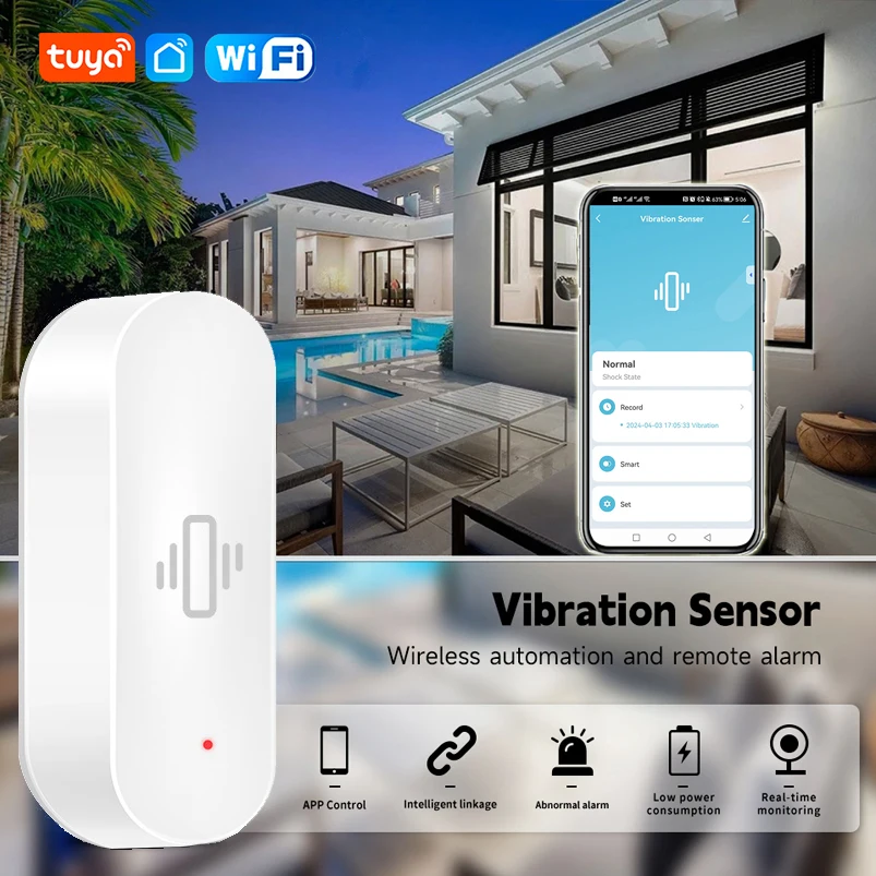 Tuya WiFi 2.4G مستشعر الاهتزاز الذكي حماية أمن المنزل تطبيق Smartlife في الوقت الحقيقي إشعار إنذار مراقبة عن بعد #1