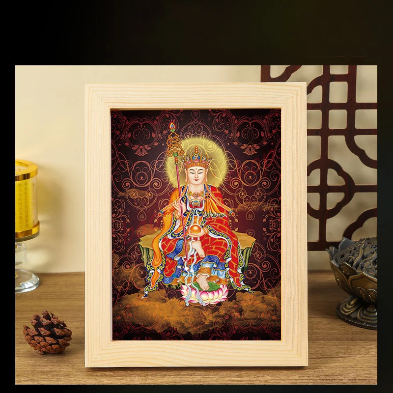 Dizang King  Picture hanging,  Exquisite Buddha decorative painting solid wood frame ornaments