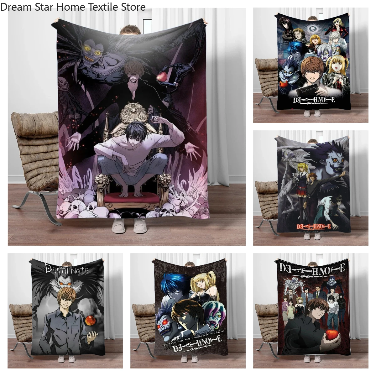 

Japanese Anime Blanket DEATH-NOTE Children Warm Soft Blankets for Sofa Bed Cover Blanket Suitable for Birthday Souvenir Gifts