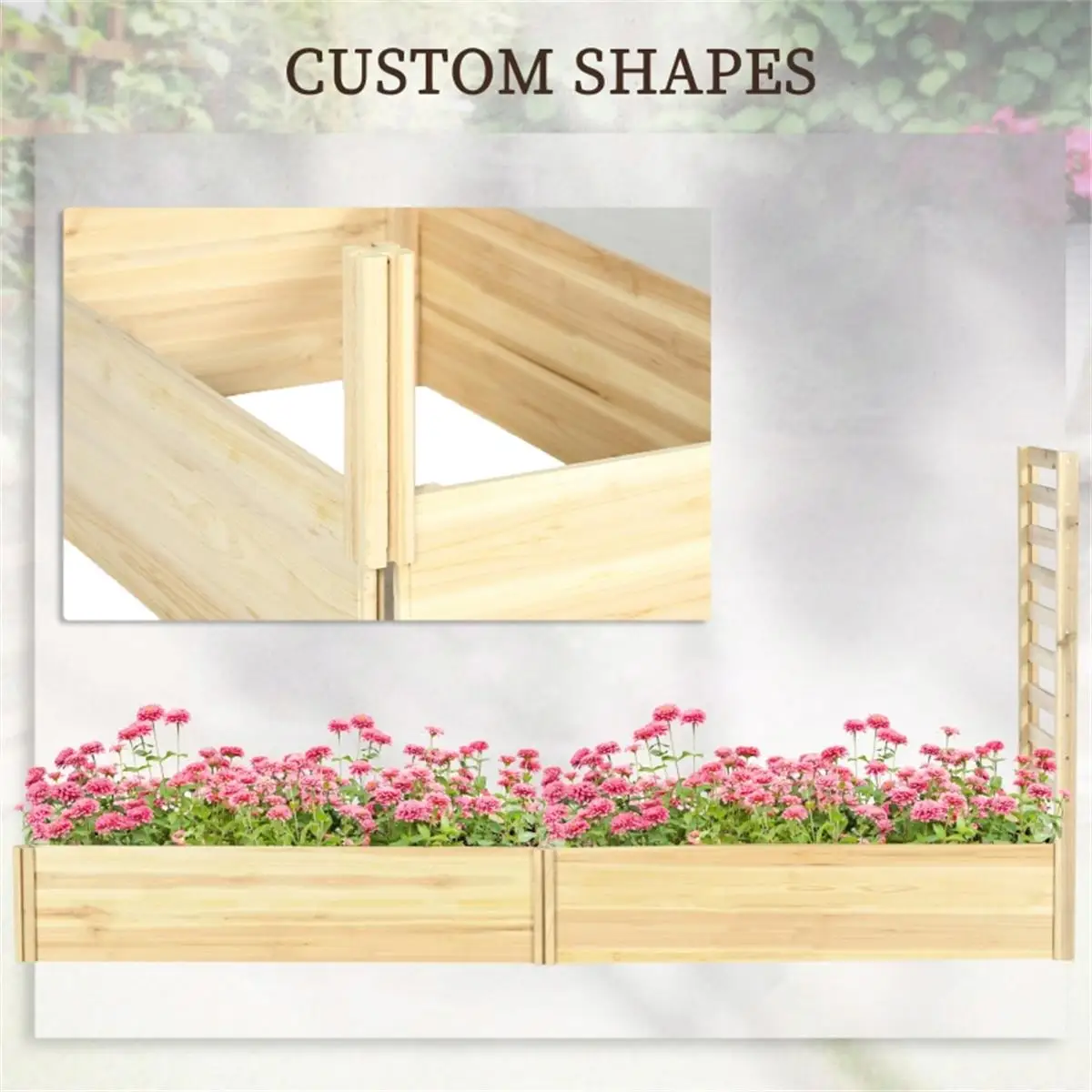 Wooden Flower Planter Shelf - Rustic Wood Planter Box for Indoor & Outdoor Gardening