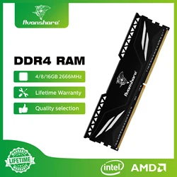 Avanshare-노트북 메모리 램, DDR4 4GB 8GB 16GB 2400MHz 2666MHz 3200MHz, 신제품 Udimm 방열판 포함