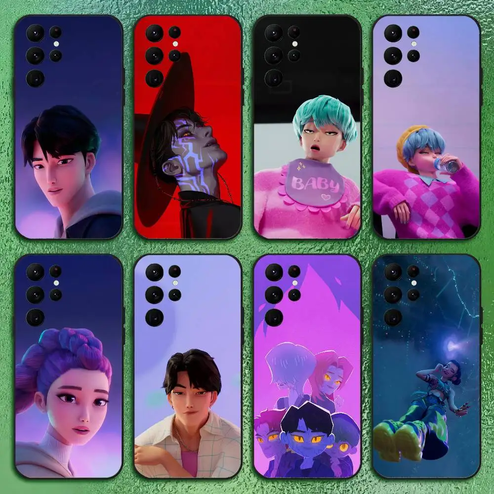 KPop Demon Hunters Phone Case For Samsung S Series s21 s22 s23 s24 s25 FE Plus Classic versatile black soft shell