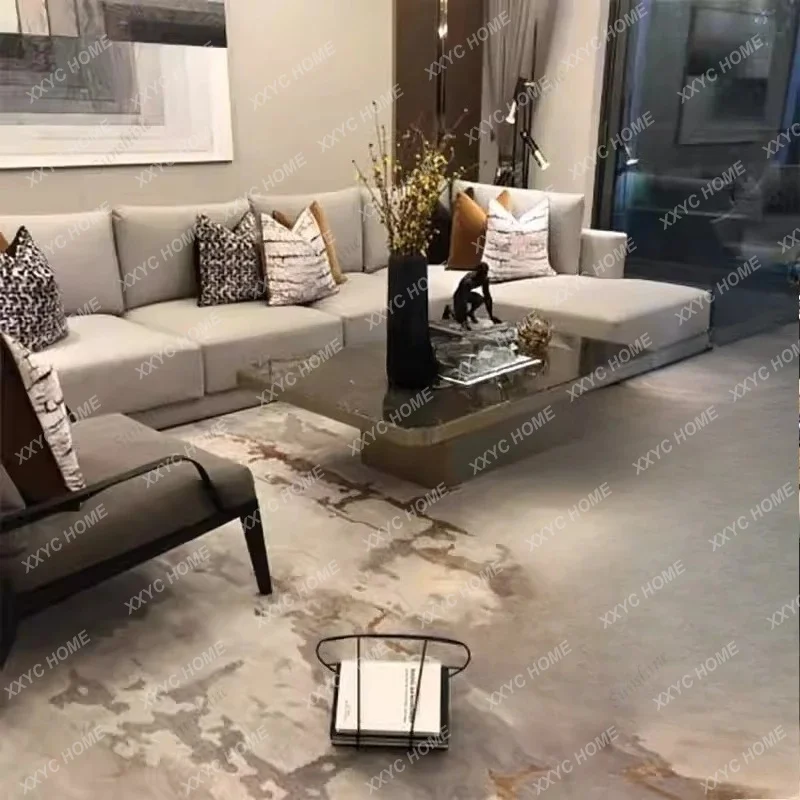 marble coffee table rectangular villa light luxury, modern living room large apartment