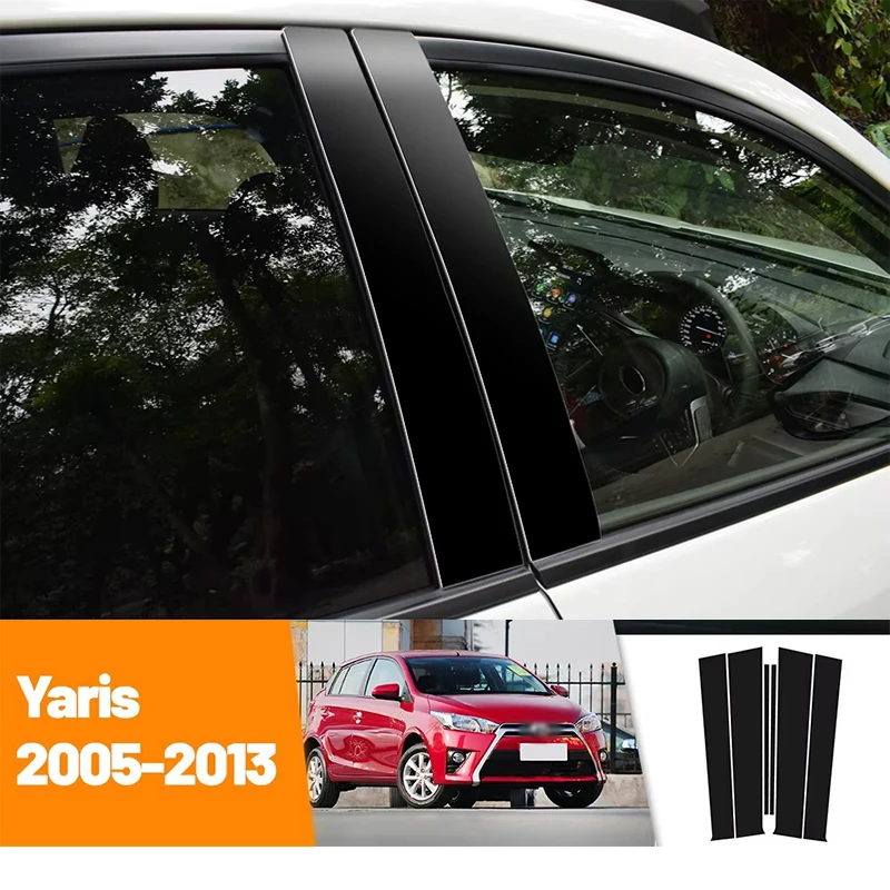 For Toyota Yaris XP90 2005-2013 2006 2007 2008 2009 Black Carbon Fiber Doors and Windows B C Pillars Column Decorative Stickers
