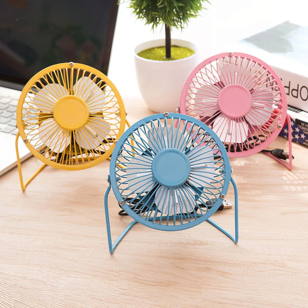 

Mini Electric Fan USB for Home Table Floor Quiet Portable Pink Office with Metal Structure Adjustable Stand Thick Mesh