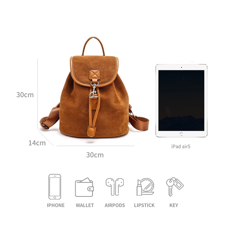 Imagem -04 - Bolsas de Camurça Genuínos Beautoday-brown para Mulheres Monocromáticos Fivela de Metal Estilo Retro Mochilas Versáteis para Senhoras Tendência 63009 2023