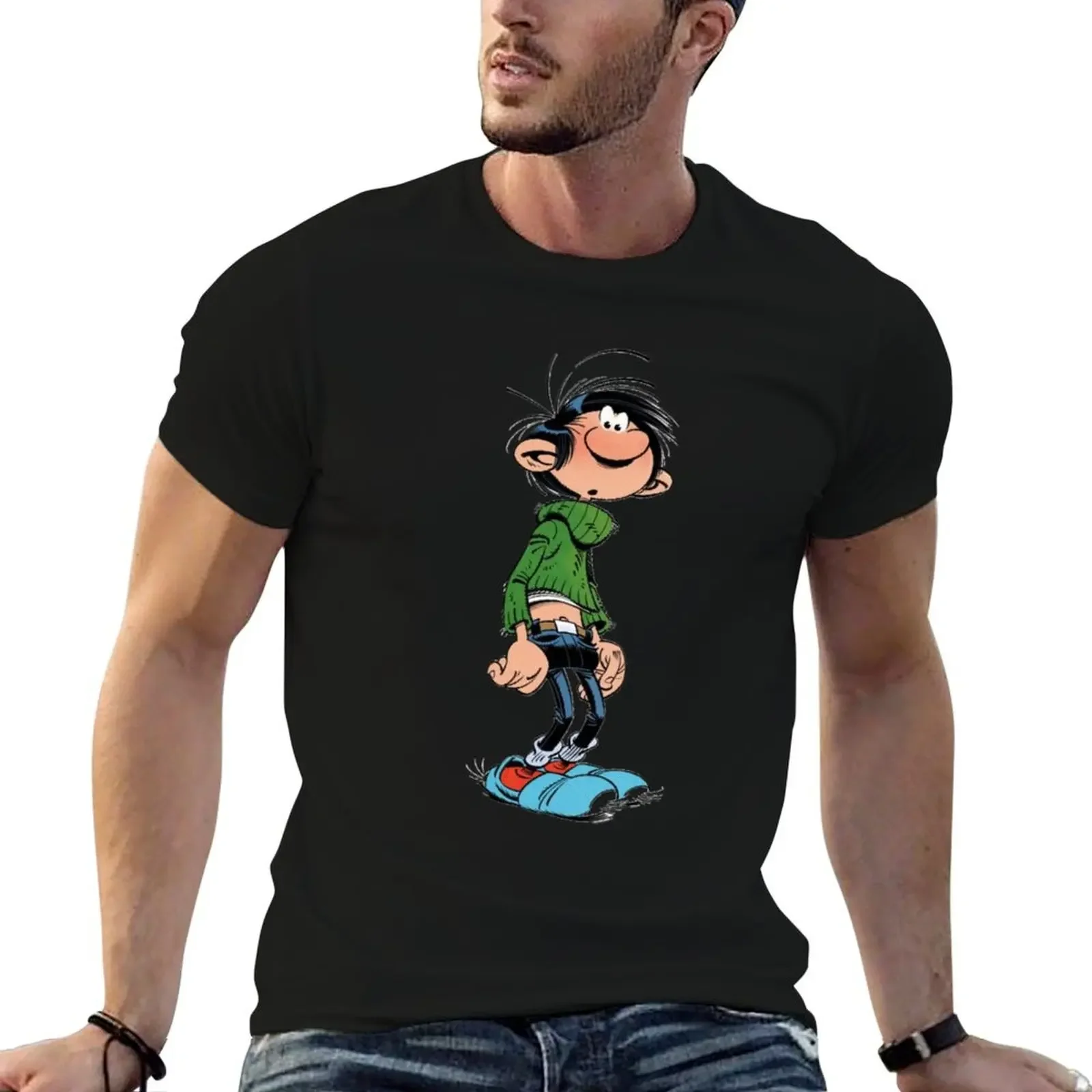 Gaston lagaffe T-Shirt blue archive Aesthetic clothing designer shirts cute tops funny t shirts men