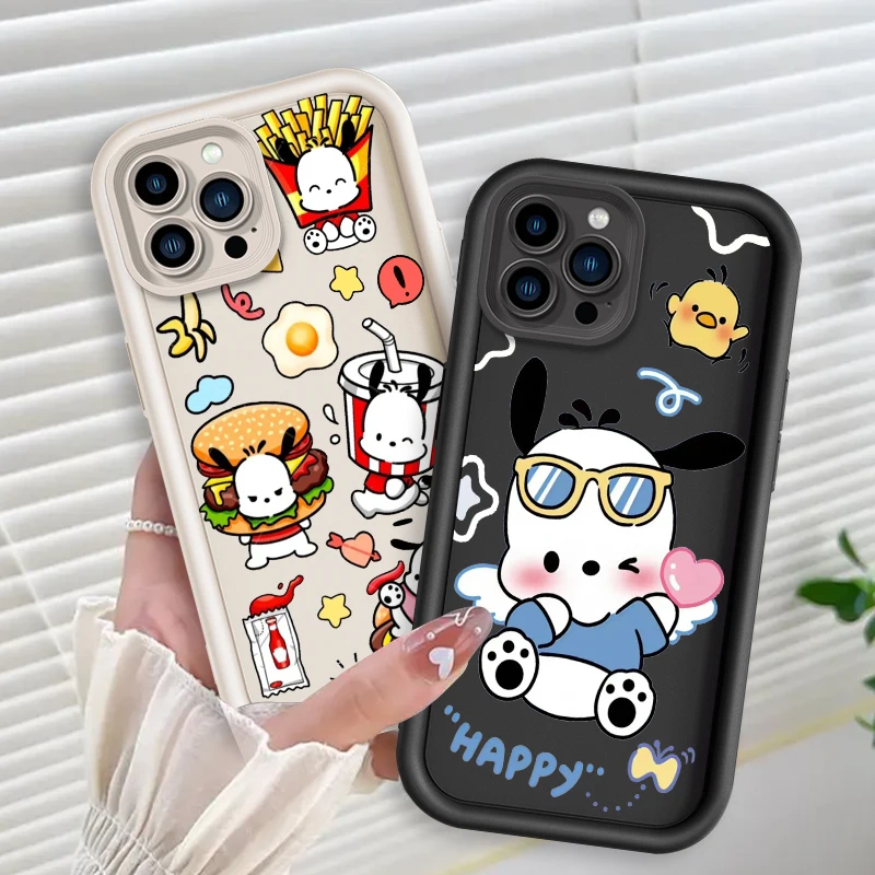 Pochacco Sanrio Cute Cartoon Eye Ladder For Apple iPhone 15 14 13 12 11 XS XR X Pro Max Plus Back Phone Case