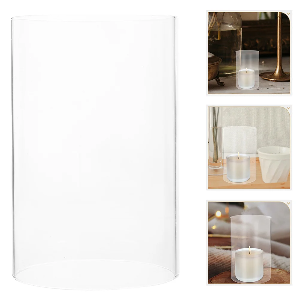 

Clear Glass Cylinder Sleeve 6x4inch Transparent Windproof Holder Open Bottomless Top for Home Wedding Party Atmosphere