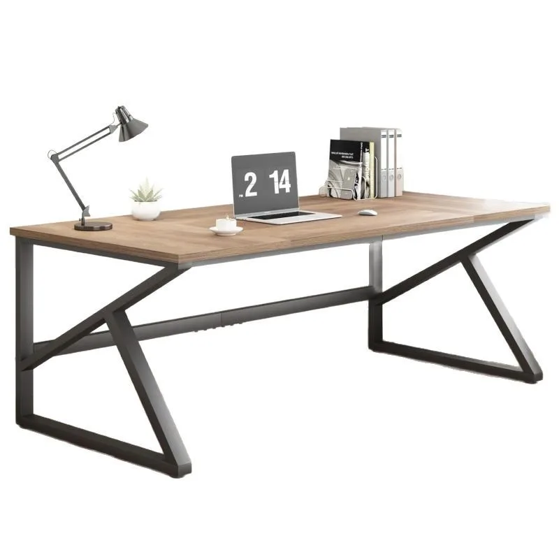&Large computer desk, home office metal wooden table, suitable for administrative office writing learning game work