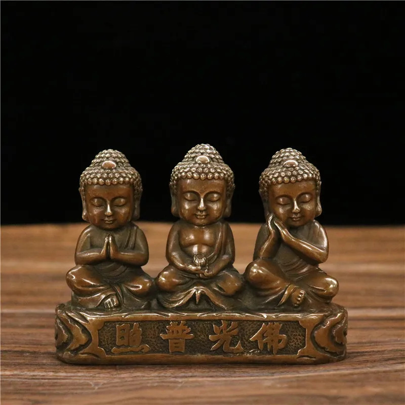 Pure copper statue, Pu Zhaoguang Buddha, home living room entrance decoration, study table ornament, small decorative pie