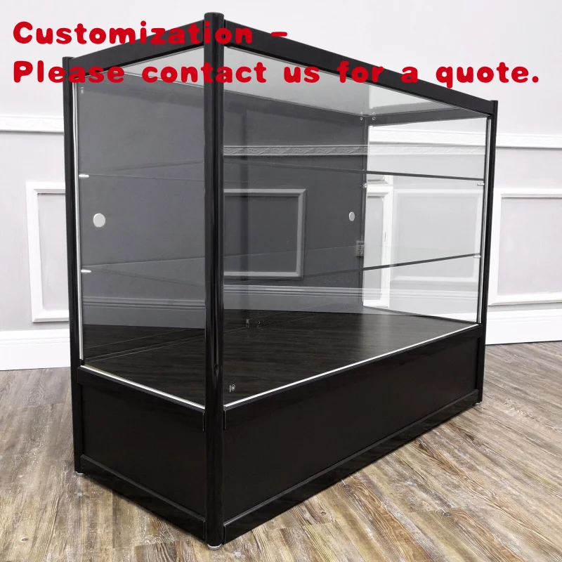 custom.Top Seller LED Glass Counter Aluminum Frame Smoke Shop Showcase Store Display Cabinet with Adjustable Shelves
