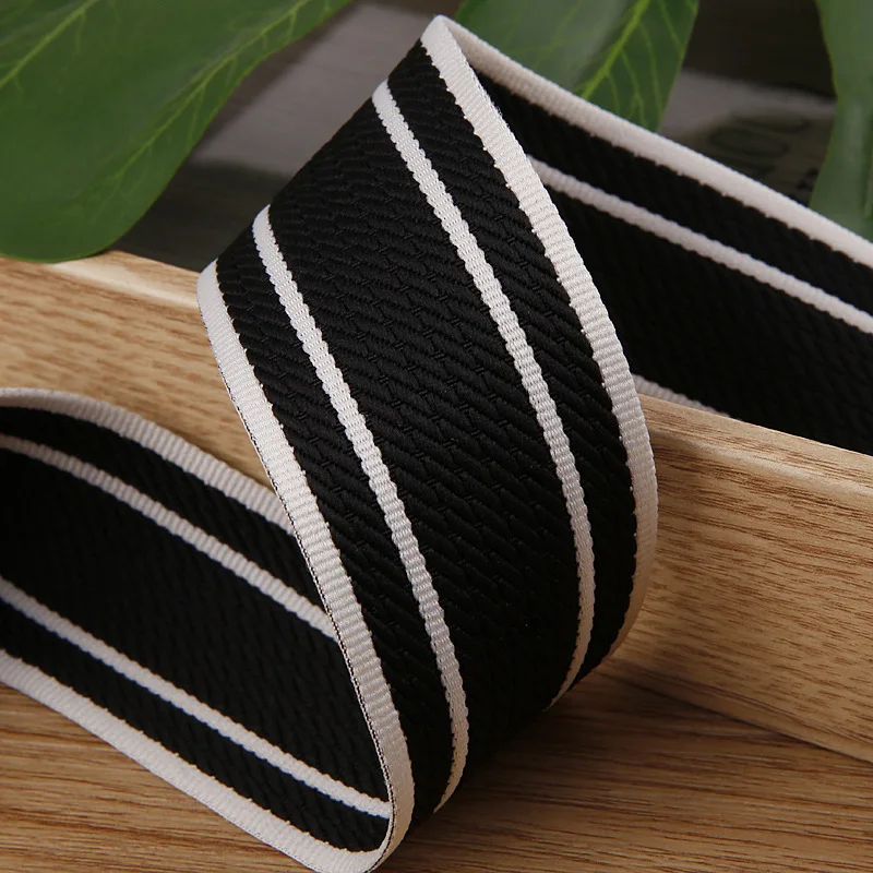 10 Yards 40MM Black White Striped Knitting Ribbon Headwear Hair Bows DIY Crafts Gift Wrapping Handmade Accessories