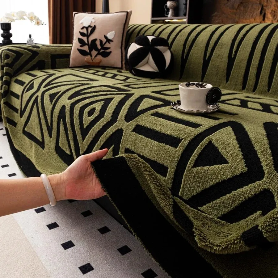 1 Stück warmes, verdicktes, flauschiges Fleece-Bohemian-Sofahandtuch, für Wohnzimmer, Bettwäsche, Zimmer, Freizeit, warme Decke, Boho-Couchbezug – Detail 13