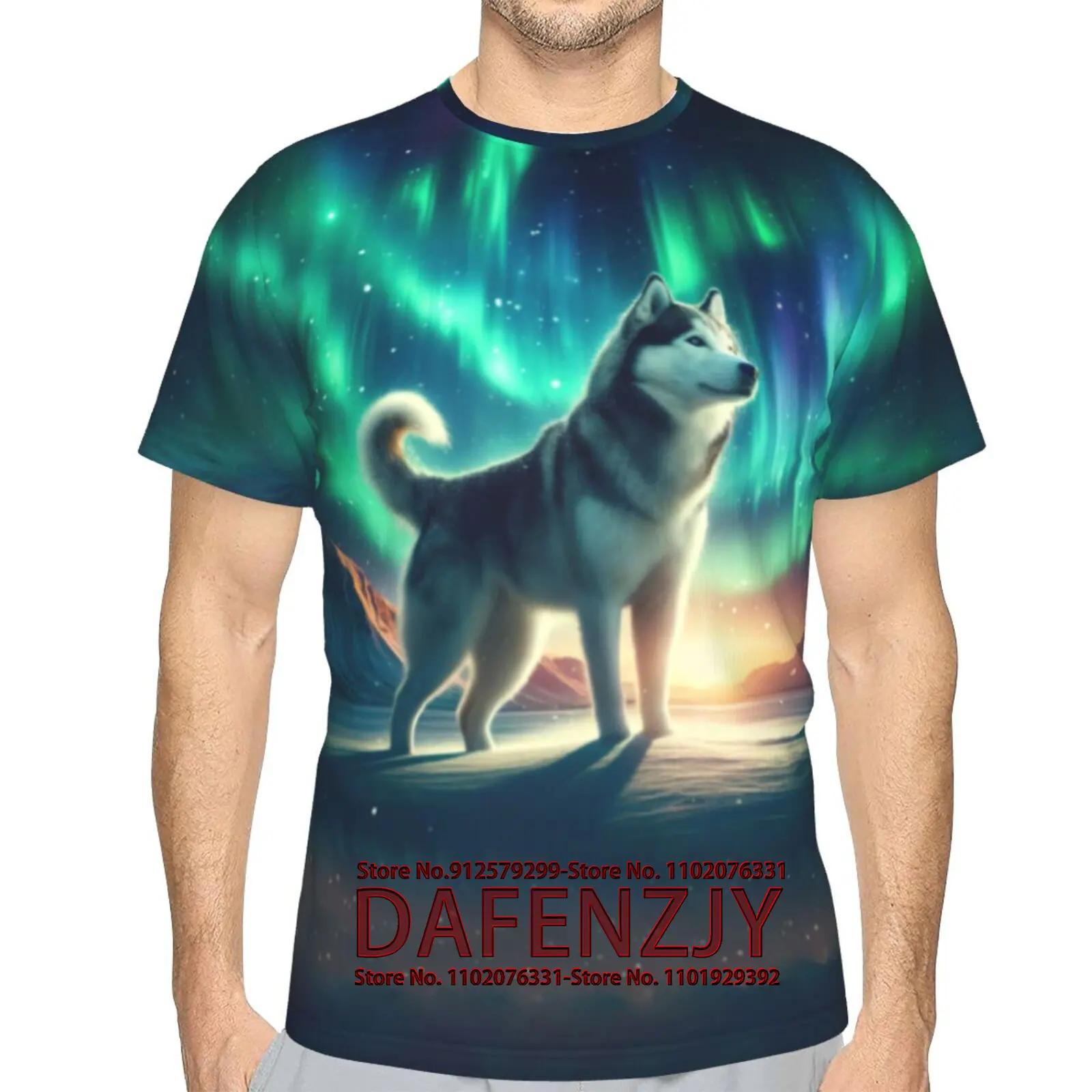 

3D Print Colorful wolf T-Shirt For Men Tees Summer Loose Round Neck Tops Unisex T Shirts Short Sleeves