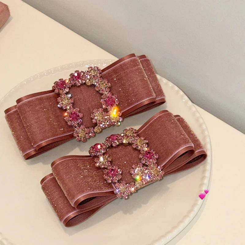 heavy-work-glittering-gold-fla-square-diamond-floral-satin-hair-clip-faionable-korean-sle-hair-accories