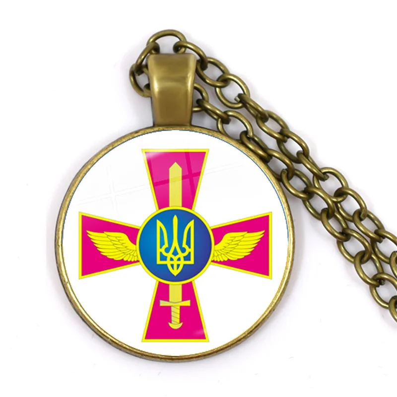 Newest Coat Of Arms Of Ukraine Logo Necklace 25mm Glass Cabochon Ukrainian Badge Pendant Necklace Jewery for Women Men Gift