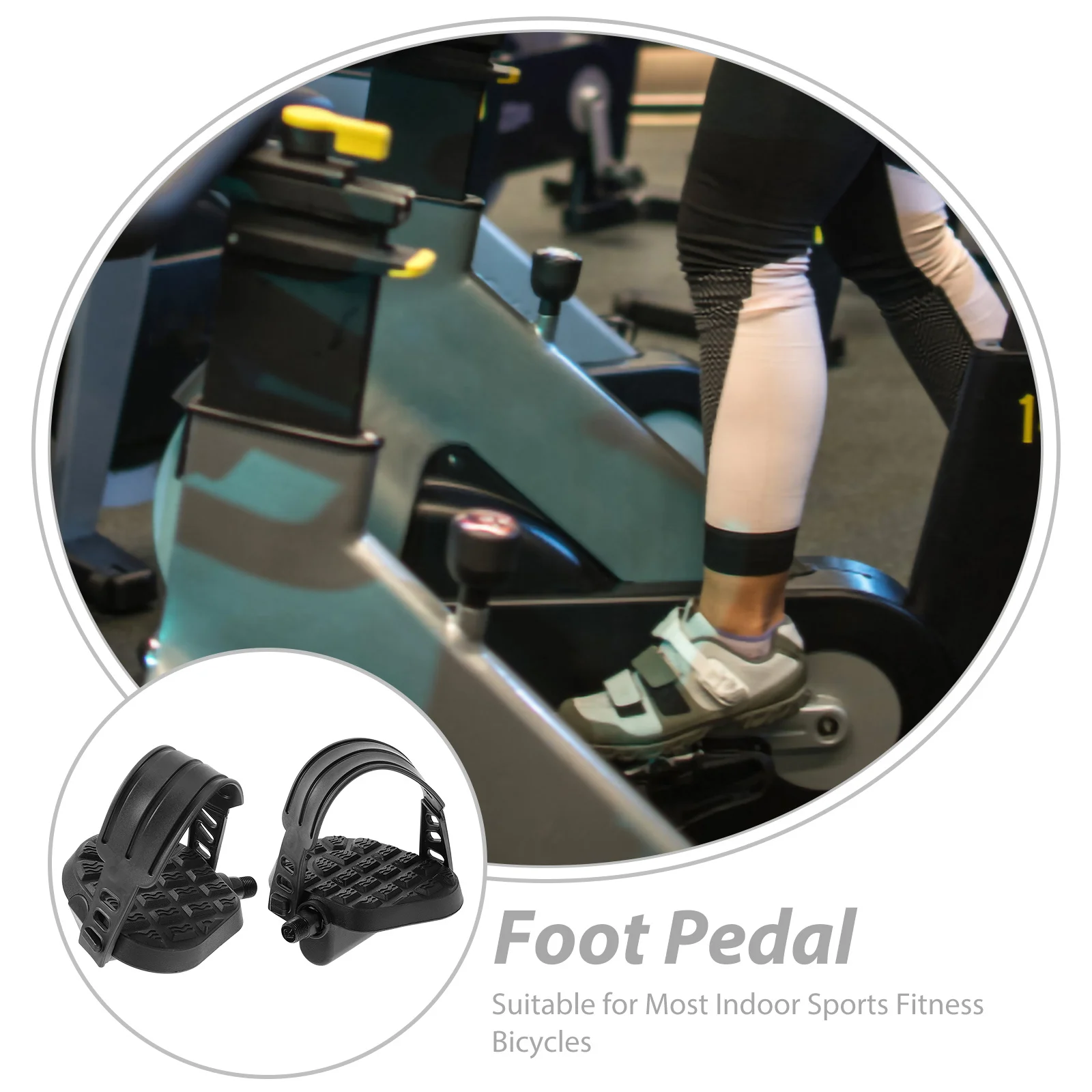 

2pcs Flat Pedals Exercise Bike Pedals Replacement For Stationary Cycling Bikes Plastic Pedal Brackets Supports Shafts Rods