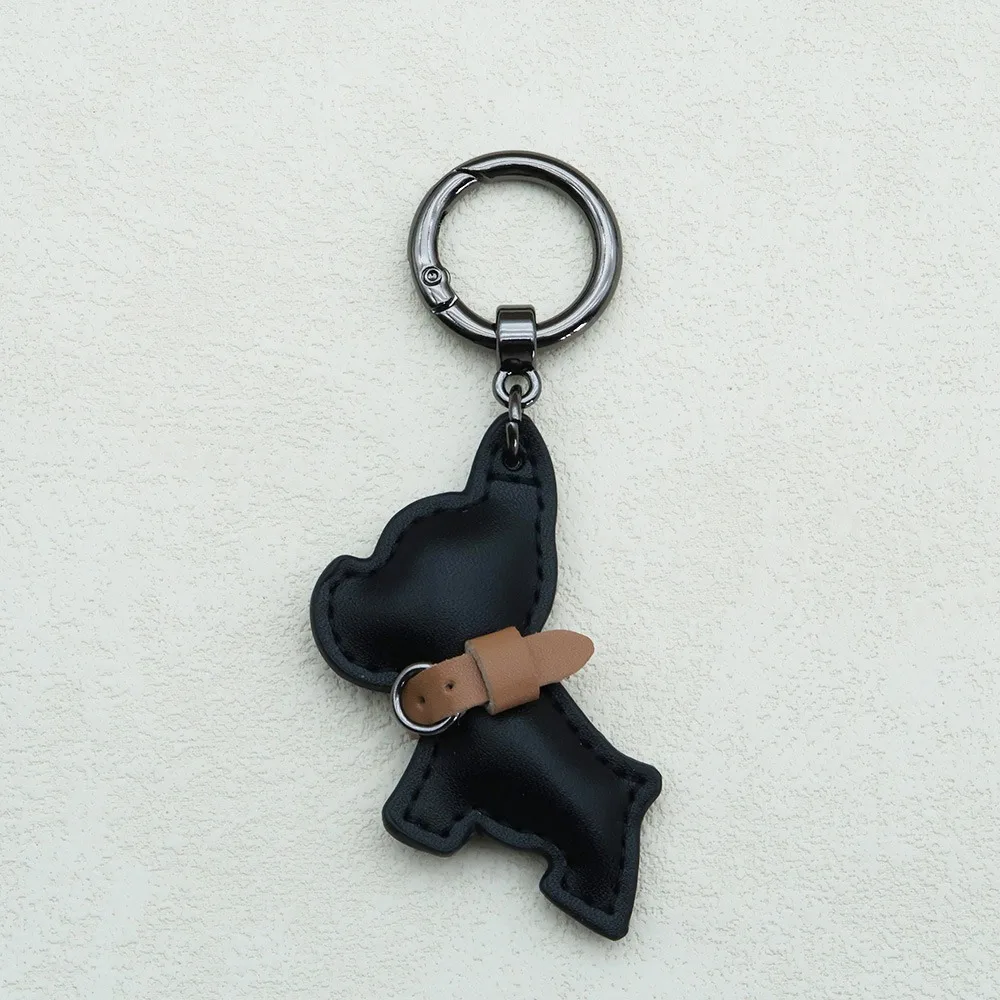 

Trendy French Bulldog Keychain Animal Dog Cute Puppy PU Leather Dog Hanger Fashion Cartoon Bulldog Bag Pendant Men's Car
