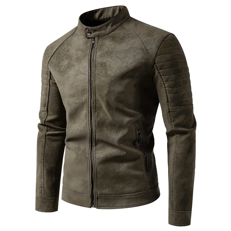 

Men Faux Leather Jacket Autumn Men Motorcycle Long Sleeve Outerwear Leather Coat Outwear Casual Streetwear Windbreaker 5892
